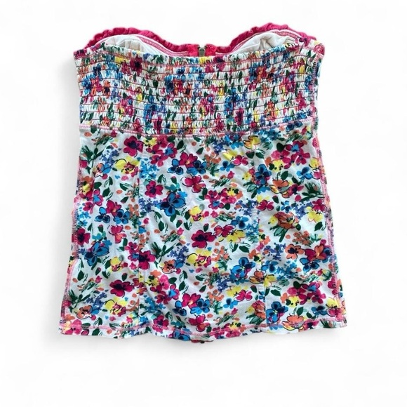 Hollister Floral Zip Up Bustier Tube Top - Pink and Yellow - Size xs - Picture 6 of 8